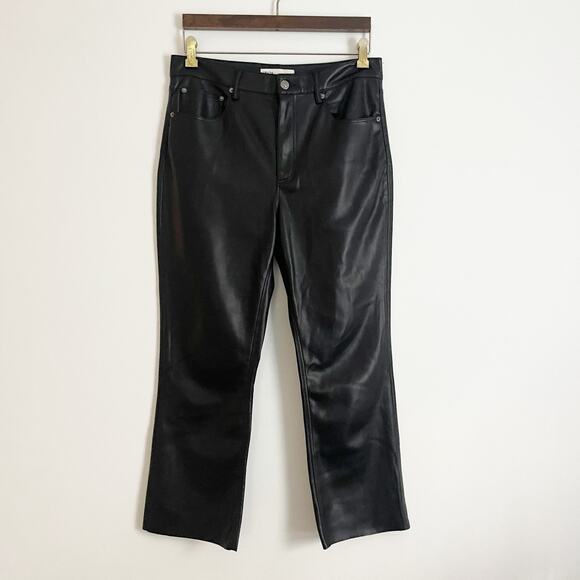 ZARA Faux Leather The Dreed Cropped Flare Pants Black 8 - Picture 3 of 9